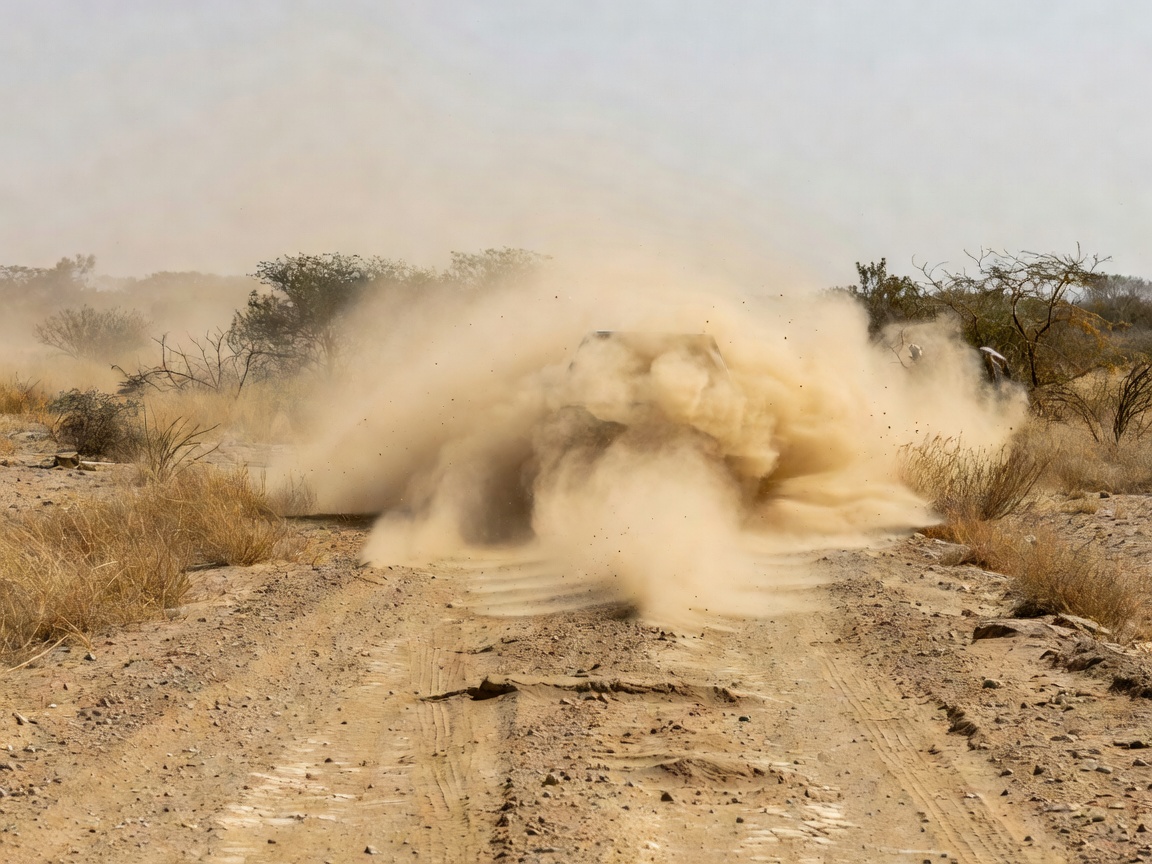 Dusty summer driving conditions