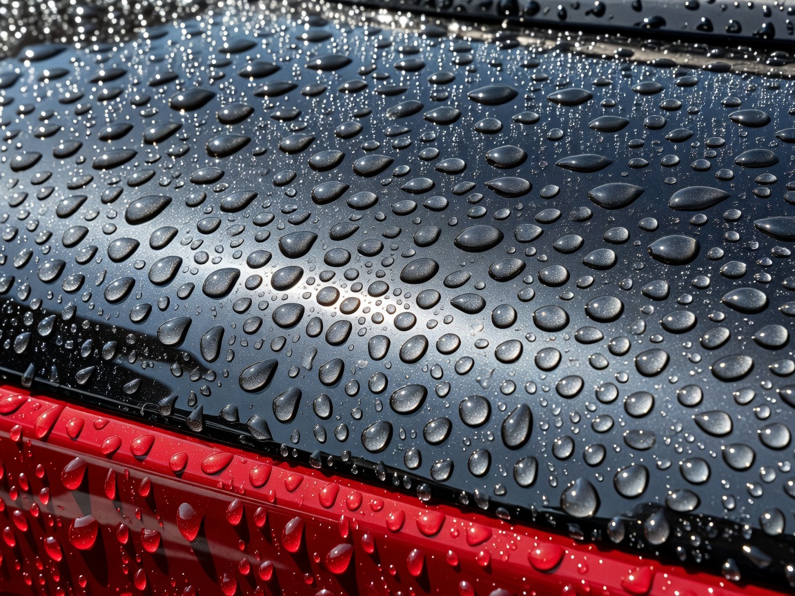 Extreme water beading on protected vehicle paintwork